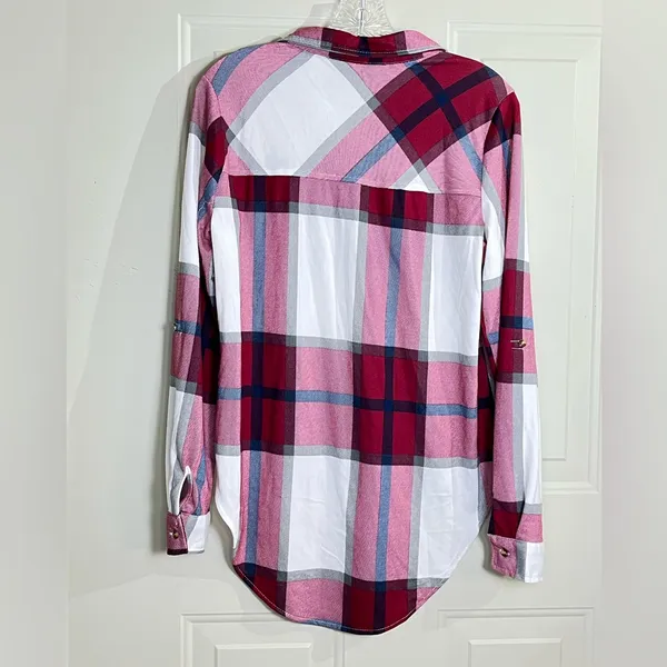 Passport Red and Pink Plaid Shirt Size L - Image 2