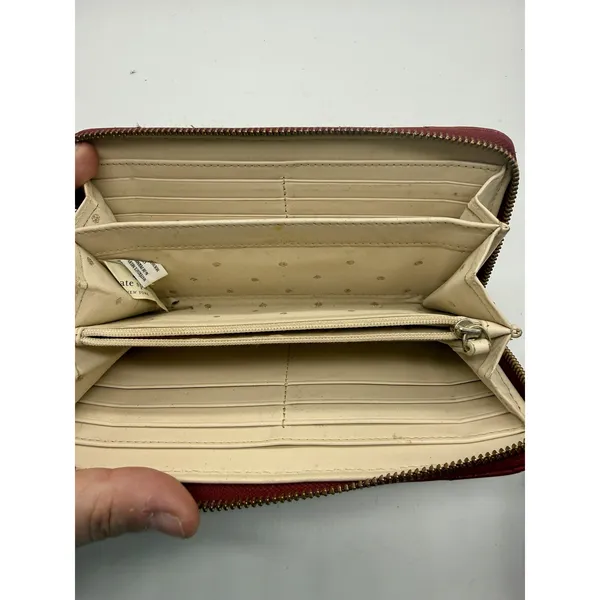 Kate Spade Burgundy Quilted Leather Natalia Zip Around Wallet - Image 3