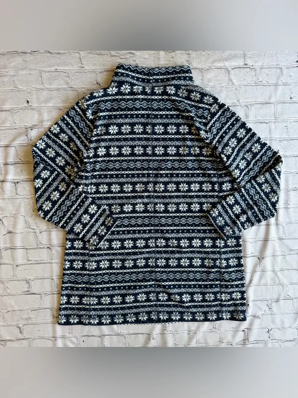 Lands' End Pullover Womens Fleece Mock Neck Large Faire Isle Snowflake Print EUC - Image 8