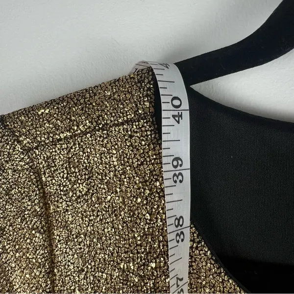 XOXO Gold Metallic Textured 3/4 Sleeve Bodycon Midi Dress Size S - Image 5