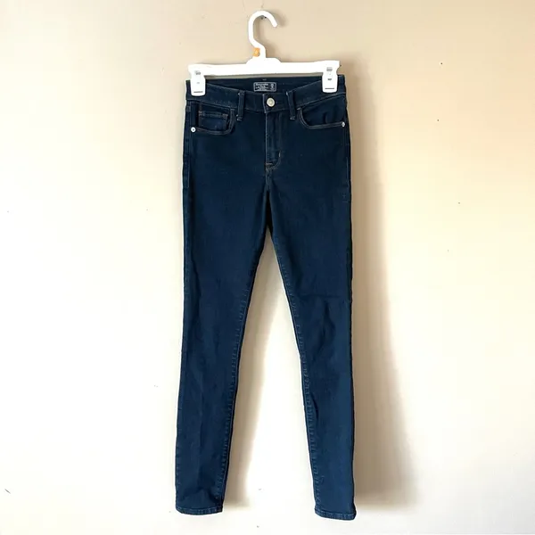 ABERCROMBIE & FITCH | Dark Blue Mid Rise Super Skinny Denim Jeans Sz 25 - Image 2