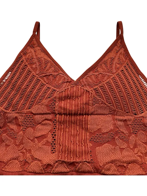 Fornia Floral Lace Bralette Crop Top Rust Copper Summer Western Boho S/M - Image 3