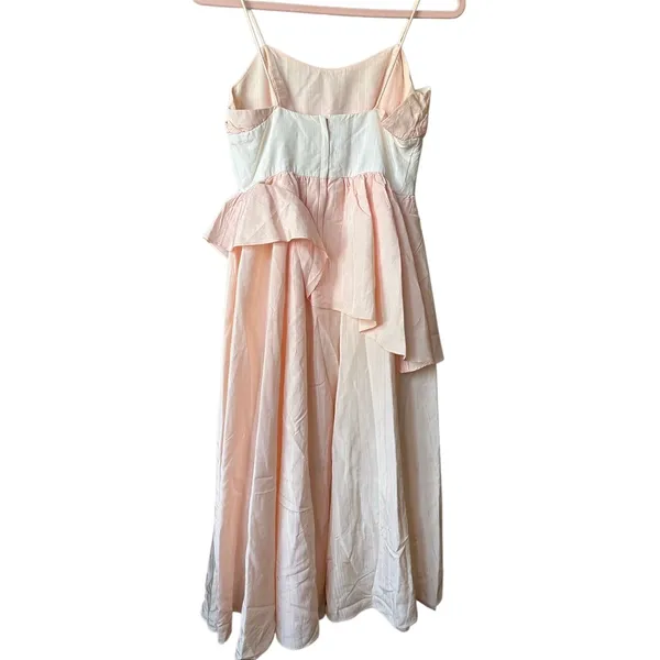 GUNNE‎ SAX By Jessica Mcclintock Pink Long Dress Size 6 Bow Asymmetrical Ruffle - Image 14
