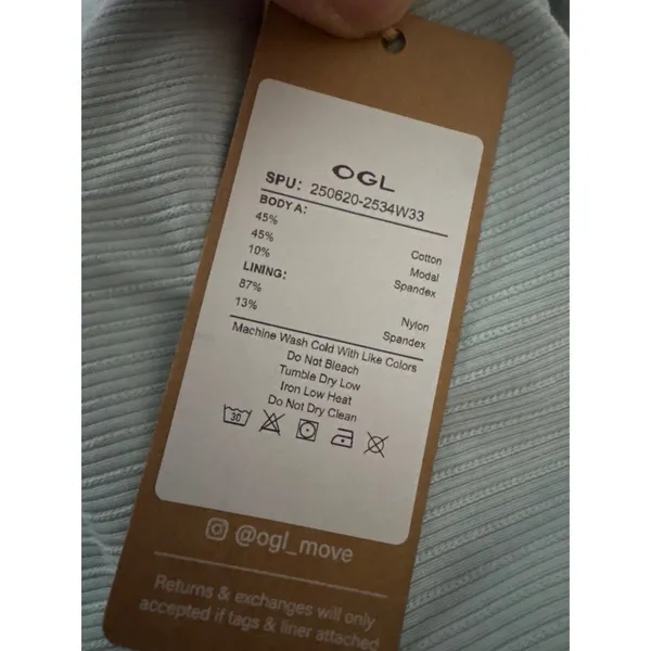 Brand New OGL Women's Size Small Stretch Cotton Pointelle Mini Skirt Light Blue - Image 7