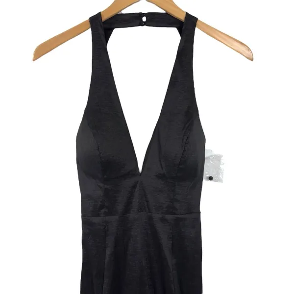 Windsor Black V-Neck Sleeveless Formal Halter Gown Maxi Dress Size Small - Image 3