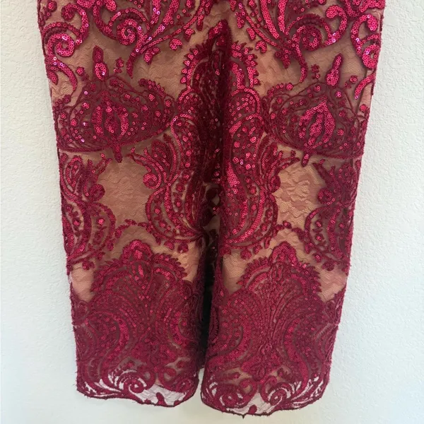 Free People Night Shimmer Mini Slip Dress Lace Sequins Sparkle Raspberry Size 4 - Image 5