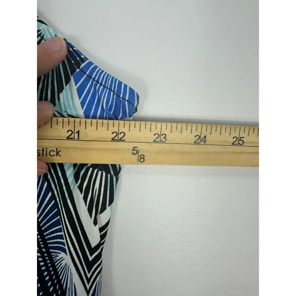 Notations Sleeveless Maxi Dress Womens Plus 1X Blue Geometric Hi Low Boho Resort - Image 5
