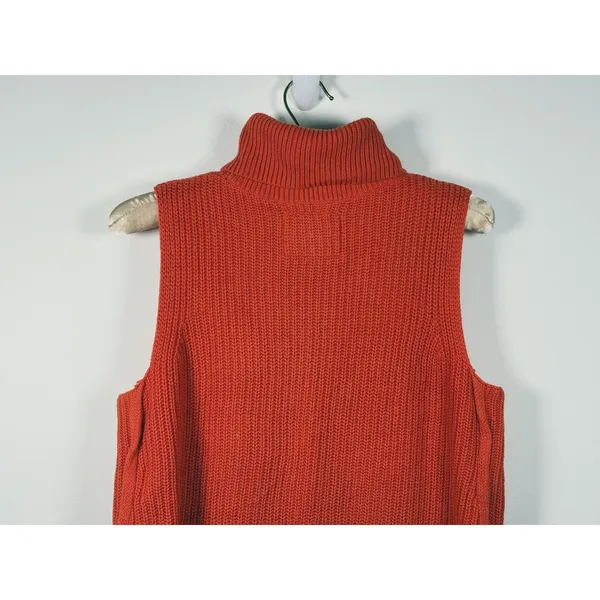 Abercrombie & Fitch Orange Turtleneck Sweater Vest Size M Knit Fall Layering - Image 6