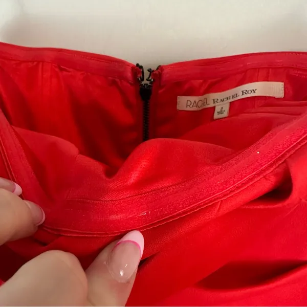 Rachel Rachel Roy | Red Strapless Jumpsuit Ruched Bodice Size 2 - Image 5