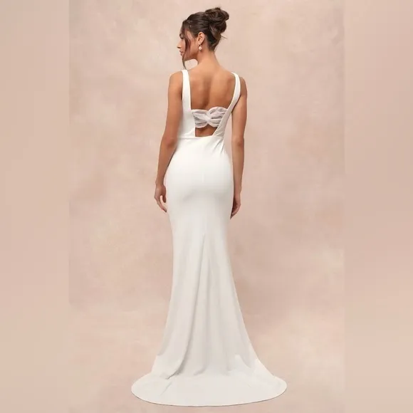 NEW LULUS Regal Classic White Sleeveless Twist-Back Maxi Dress SZ SMALL - Image 13
