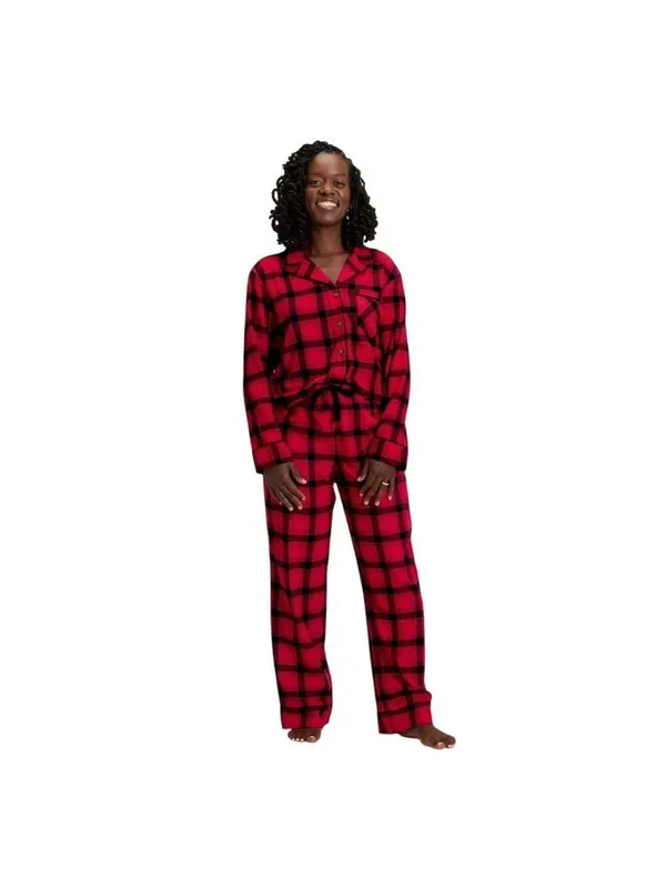 NEW Wondershop Plaid Flannel Long Sleeve Pajama Shirt Holiday Red / Black L - Image 5
