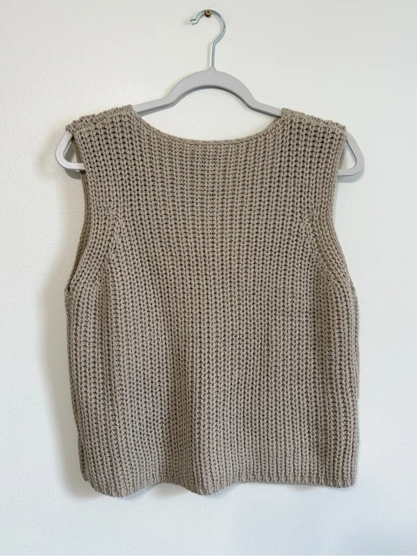 Luminary Fine Collection Sweater Vest Sleeveless Size Medium Cream Neutral Knit - Image 6