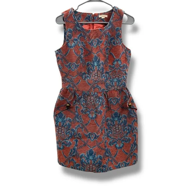 Anthropologie Tulle Structured Tapestry Scoop Neck Mini Dress Sz S - Image 2