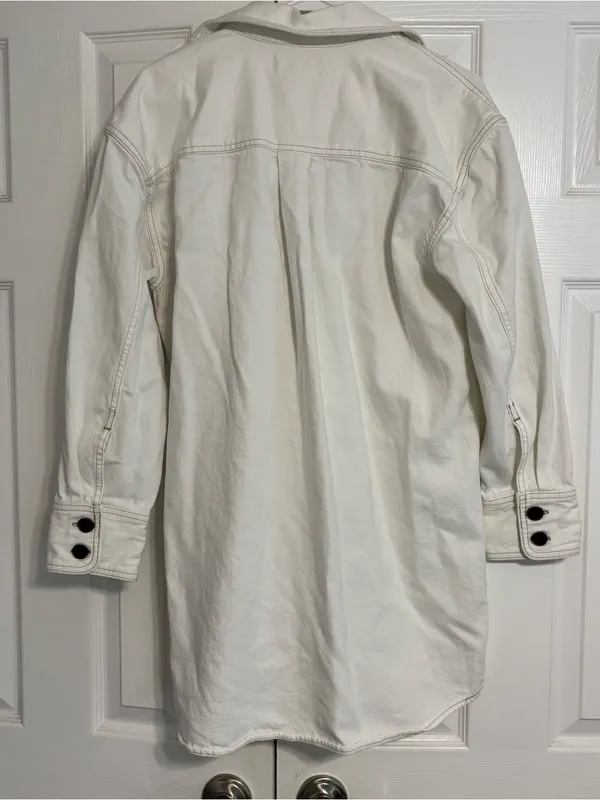 Madewell White Denim Long Sleeve Dress - Image 3