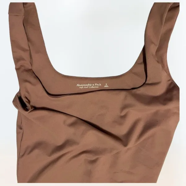 Abercrombie and Fitch Soft Collection Brown Matte Seamless Squareneck Bodysuit S - Image 4