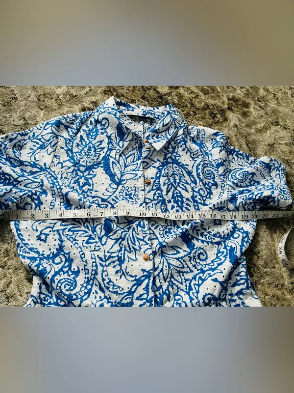 Zara Blue and White Paisley Button-Up Midi Dress 💙 - Image 8