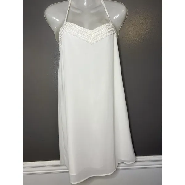 Naked Zebra Dress Womens Medium White Crochet Sweetheart Strappy Slip Sundress - Image 3
