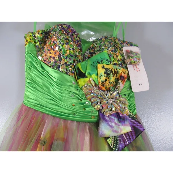 Let’s Fashion XS Colorful Formal Homecoming Dress Knee Length Multicolor Sequins - Image 4