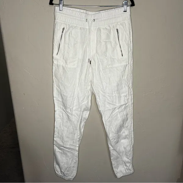 Athleta Cabo Linen Jogger‎ Tall White High Rise Drawstring Pull On Pants - Image 2