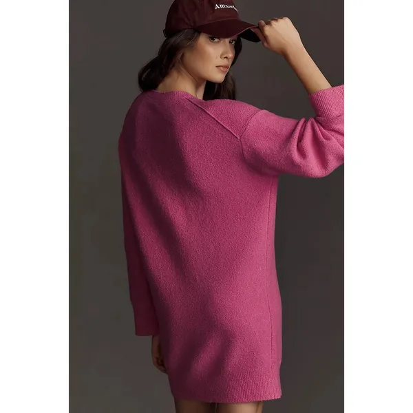 Daily Practice Anthropologie Pink Fuzzy Sweater Dress Medium Cozy‎ Lounge - Image 2