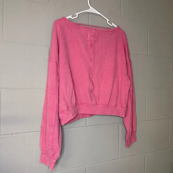 Free People We The Free Ife Thermal Pullover Cotton Top in Pinky Promise Women’s Size Medium - Image 7