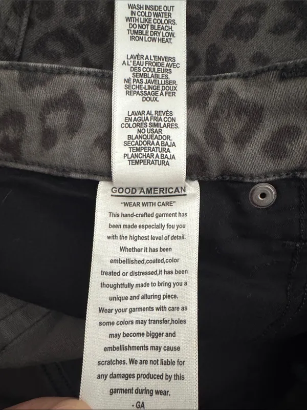 GOOD AMERICAN Good Legs Skinny Jeans Gray Animal Print Women’s 10 / 30 - Image 11