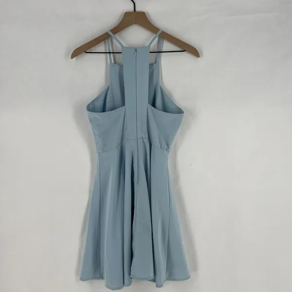 Lulus Call to Charms Mini Dress Womens M Light Blue‎ Stretch Racerback Back Zip - Image 8