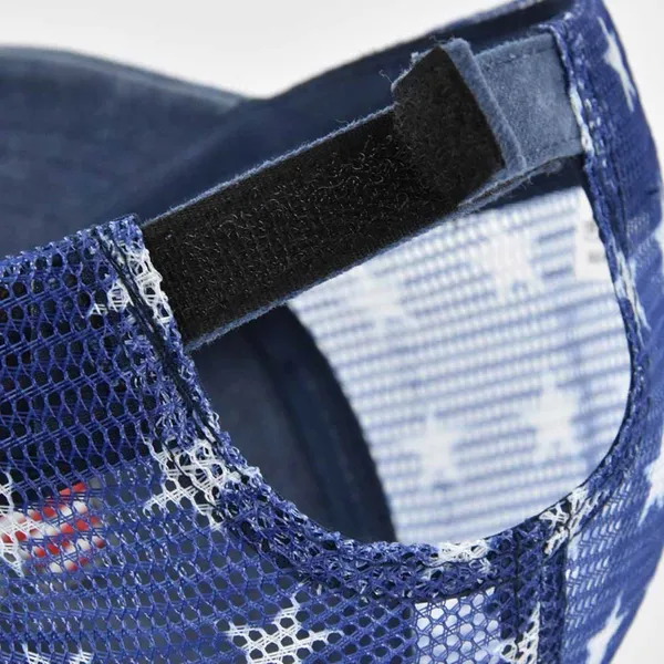 Blue USA American Flag Trucker Cap - Washed Distressed Embroidery - Adjustable - Image 3
