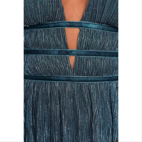 Lulus Smokeshow Teal Metallic Sleeveless‎ Mini Dress MEDIUM - Image 3