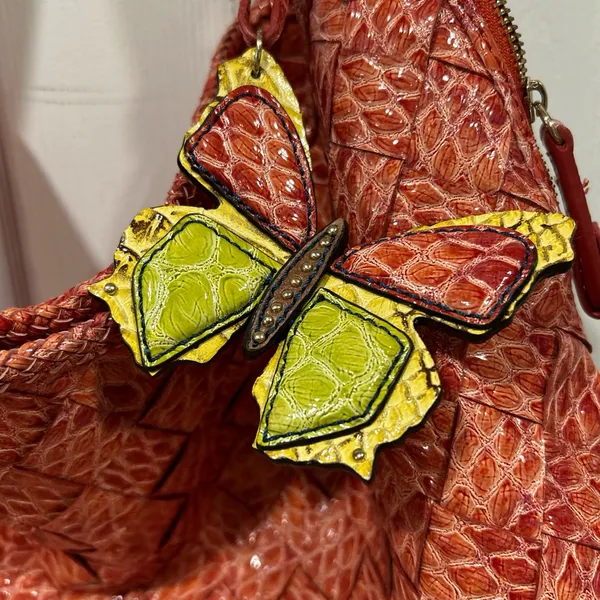 Jessica Simpson Coral Textured Hobo with Yellow Butterfly Accent - Image 2