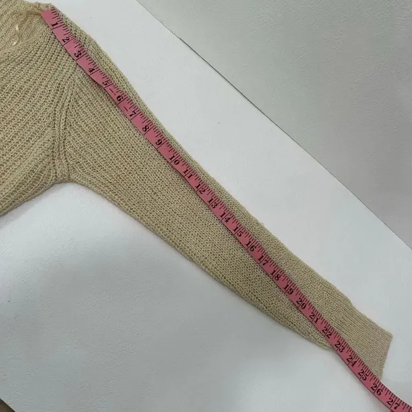 Princess Polly Ally Knit Sweater Beige Ruched Front Crop Top S/M - Image 6