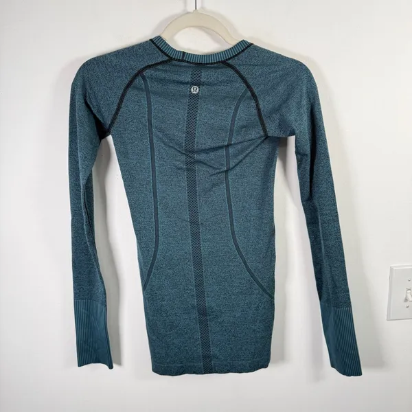 Lululemon Swiftly Tech Crew Long Sleeve Top Black Desert Teal Active Womens 2 - Image 6
