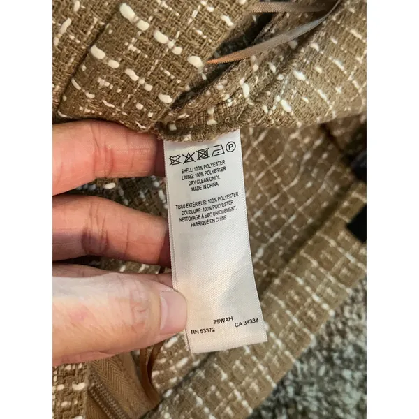 French Connection Effie‎ Tweed Mini Skort Camel Tan White Wrap Front Size 4 US - Image 9