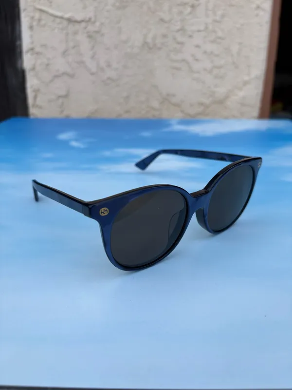 Gucci GG0091SA 004 urban round blue tortoiseshell acetate frame sunglasses brown lenses - Image 7
