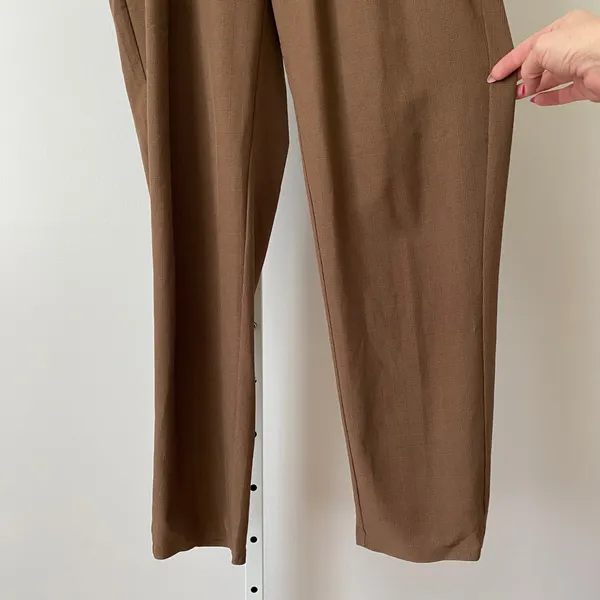 Athleta 4 Preppy Brown Skyline Plaid Pant II High Rise Tapered Trouser - Image 4