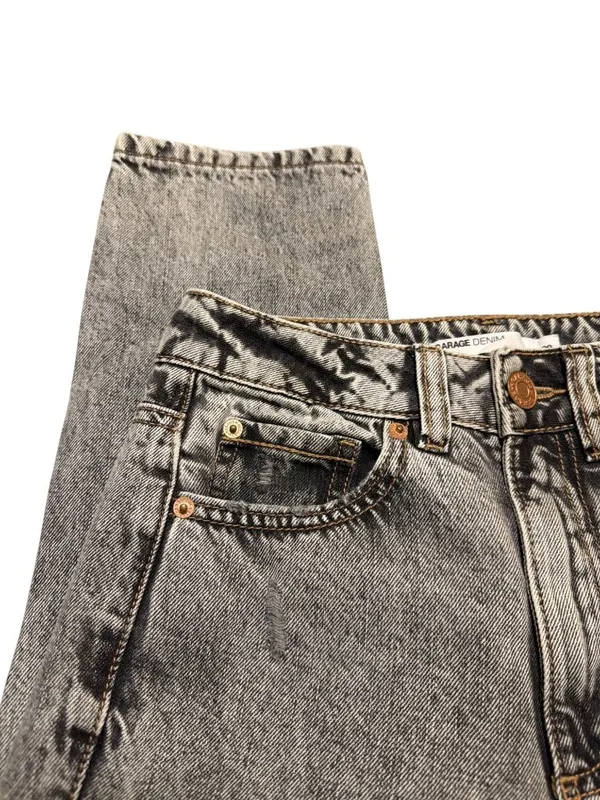 Garage Denim Mom Jeans Black Acid Wash Relaxed Fit Cotton Size 00 - Image 3