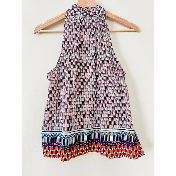Anthropologie Women's Blouse Top‎ Shirt Maeve Prema Flora Small Button High Neck - Image 7