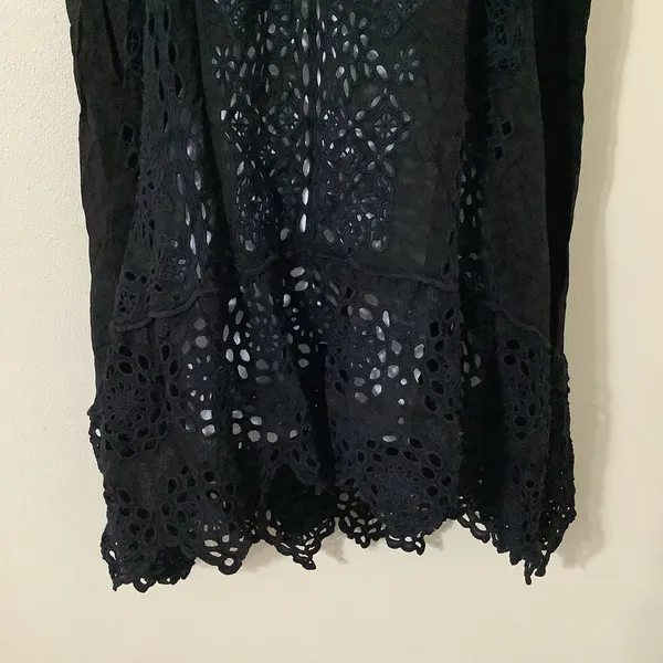 Johnny Was Pippa Tunic Small Black Eyelet Lace Boho Summer‎ Witchy Whimsigoth - Image 3