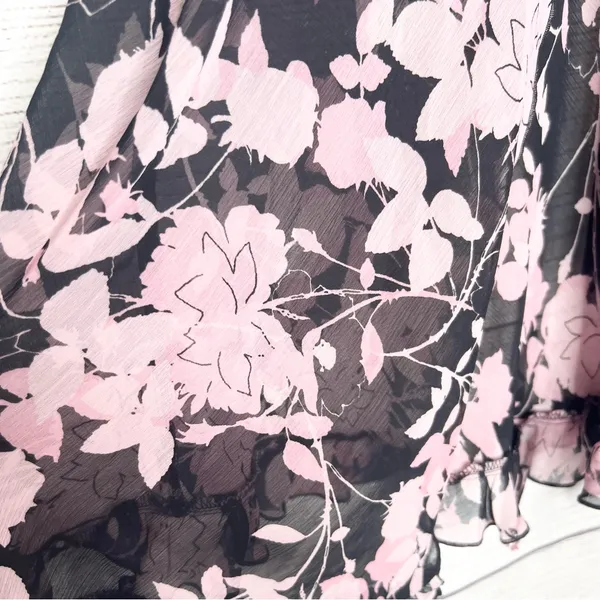 Vintage California Dynasty Sheer Black & Pink Floral Chemise Lingerie Size Large - Image 7