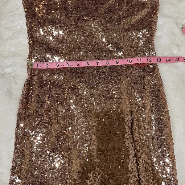 Lulu’s size small Bring It Rose Gold Sequin Bodycon Mini Dress - Image 7