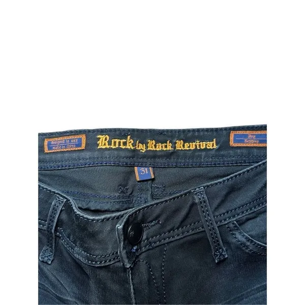 Rock Revival women’s black slim fitting boy‎ jegging jeans sz 31 - Image 7