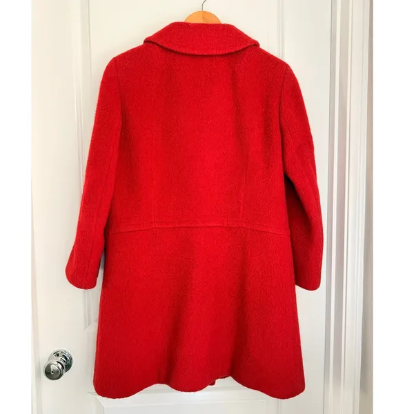 Vintage 1960's Ohrbach's Red Wool and Mohair‎ German Coat Old Money Jackie'O - Image 2