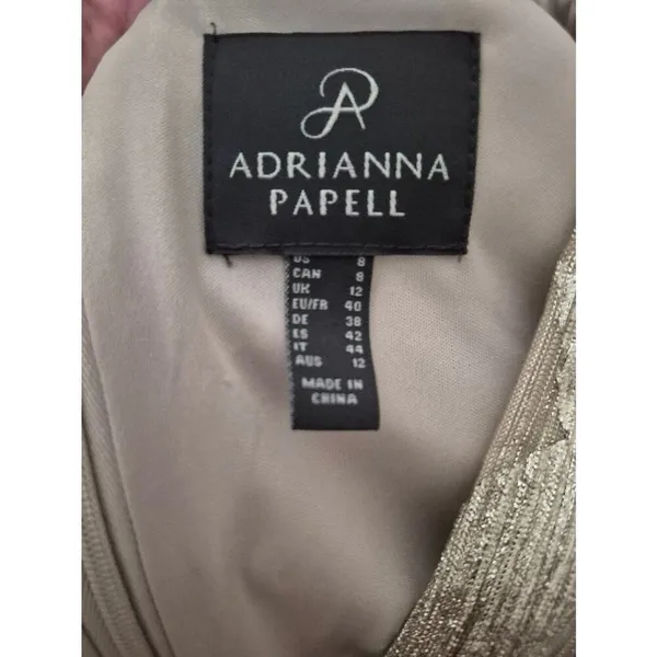 NWT Adrianna Papell Foil Leaf Short Sleeve Gown Size 8 - Image 13