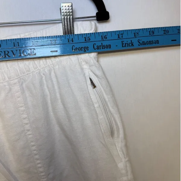 Athleta White 100% Linen Jogger Pants Small Drawstring Elastic Waist Tapered Leg - Image 6