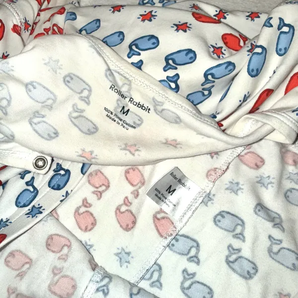 Roller Ravbit Limited Edition Red White Blue Moby Whale Pajama Set size Medium - Image 3