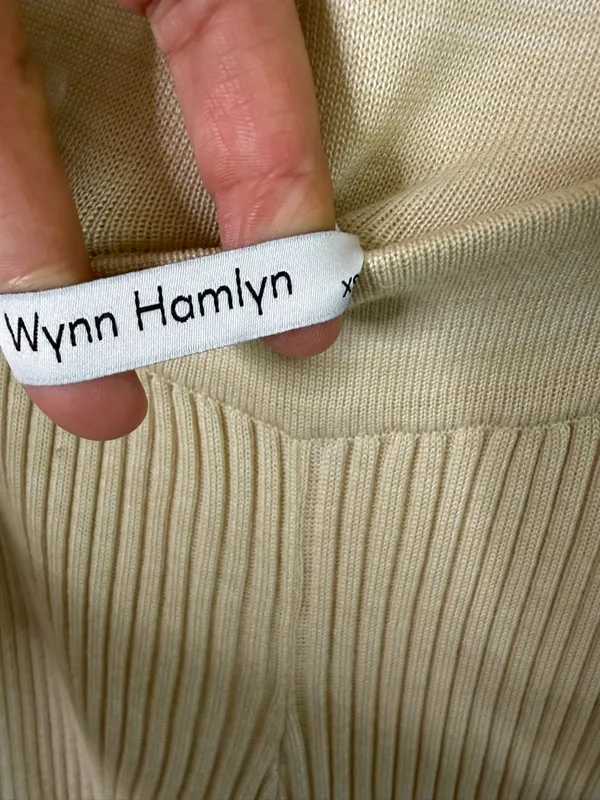 Wynn Hamlin Origami Rib Knit Sill Blend Pull on Pants Off White Cream‎ Size XS - Image 2