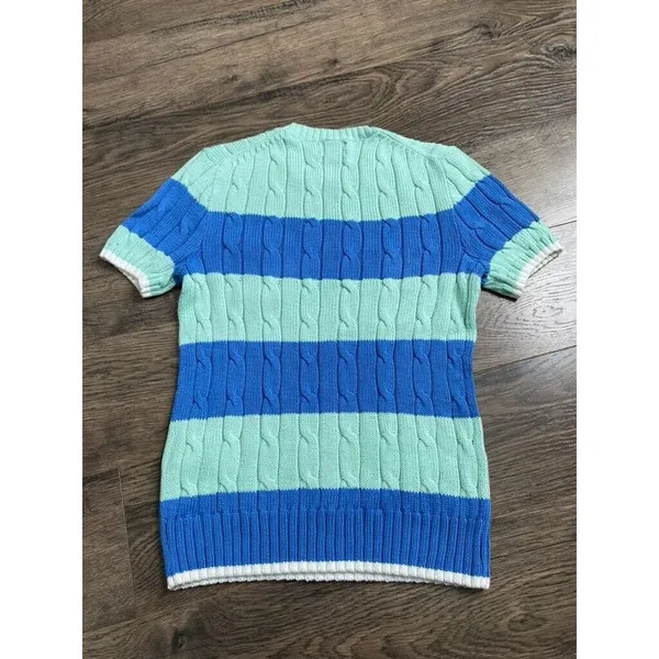 NWOT Womens Polo Ralph Lauren O Stripe Pkt T pima cotton‎ cableknit sweater SZ S - Image 4