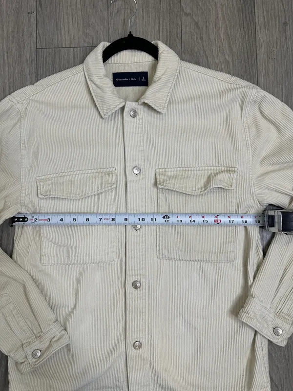 Abercrombie & Fitch Cream Corduroy Shirt Jacket | Men’s Size S - Image 9