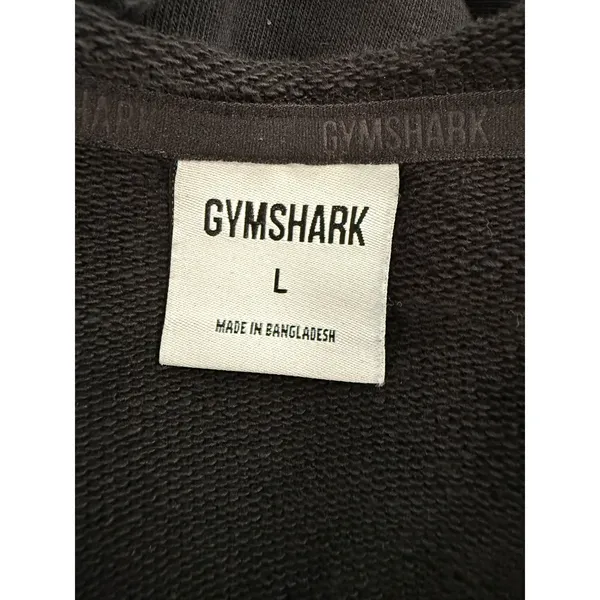 Gymshark Fitness Womens Large Black Short Sleeve‎ Raw Edge Sweatshirt A5A2U Logo - Image 6
