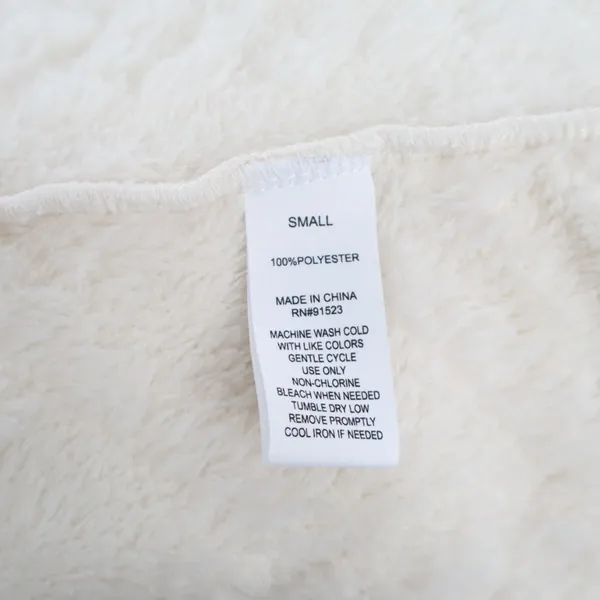 Roudelain Wrap Bathrobe Womens S White Fleece Cable Knit Shawl Collar Belt Waist - Image 3